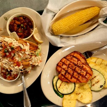 Flying Fish - The catfish tacos are ginormous! Corn on cob was perfect. We did the new "Veggies Plate" deal of picking 4 servings of veggie sides $9.45 - Seafood Near Me - Plano, Texas Flying Fish - The catfish tacos are ginormous! Corn on cob was perfect. We did the new "Veggies Plate" deal of picking 4 servings of veggie sides $9.45 - Seafood Near Me - Plano, Texas