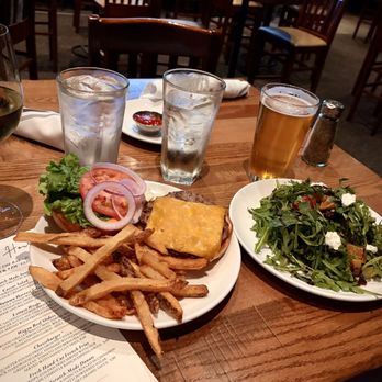 Oswego Grill - Happy hour cheeseburger and the autumn harvest salad. - American Near Me - Beaverton, Oregon Oswego Grill - Happy hour cheeseburger and the autumn harvest salad. - American Near Me - Beaverton, Oregon