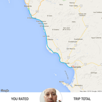 Uber - Rosarito Beach Hotel to central Ensenada.  (NOTE: This fare was split between 2 passengers) - Taxis Near Me