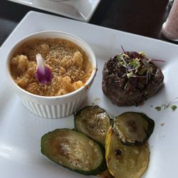 Filet, roasted squash and Tres Cheese (Mac n Cheese)