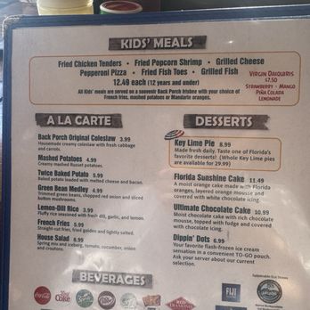 The Back Porch - Menu June 2026 - Seafood Near Me - Destin, Florida