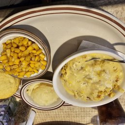 Chicken casserole with corn and mashed potatoes