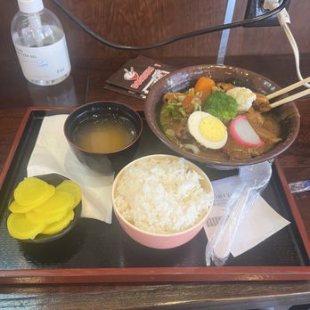 Donburi Cafè - Curry Udon with grilled chicken, miso soup, side of rice! I'm a big eater and I was full after. #1 best asian restaurant in Long Beach! - Japanese Near Me - Long Beach, California