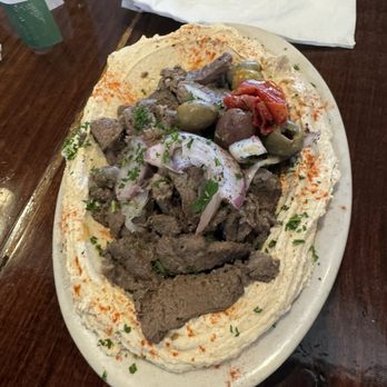 Jerusalem Grill - Hummus Topped w/Meat* beef - Mediterranean Near Me - San Antonio, Texas