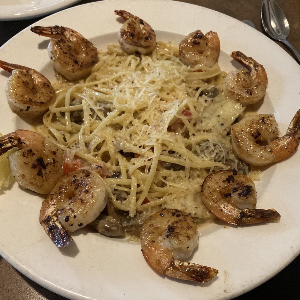 Caspian Cafe - Linguine in Chardonnay cream sauce with shrimp - Greek Near Me - Colorado Springs, Colorado