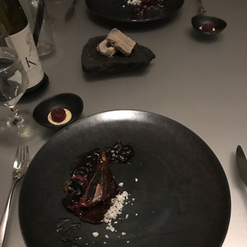 Alinea - Char siu pork, beet, vanilla beef jerky - New American Near Me - Chicago, Illinois Alinea - Char siu pork, beet, vanilla beef jerky - New American Near Me - Chicago, Illinois