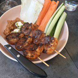 Shrimp skewers so salty