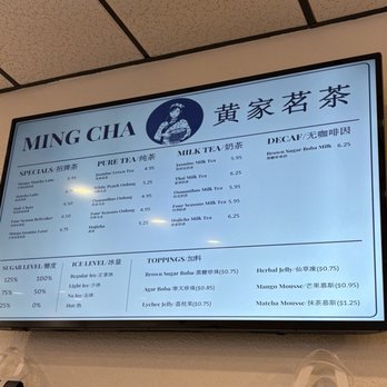 Ming Cha - Tv menu - Bubble Tea Near Me - Walnut, California