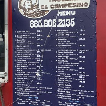 Taqueria El Campesino - Menu - Food Trucks Near Me - Powell, Tennessee Taqueria El Campesino - Menu - Food Trucks Near Me - Powell, Tennessee
