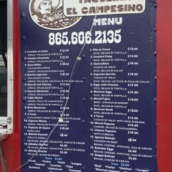 Taqueria El Campesino - Menu