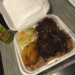 Shawni's Caribbean Cuisine - Oxtail, rice & peas, plantains and cabbage- SO good.