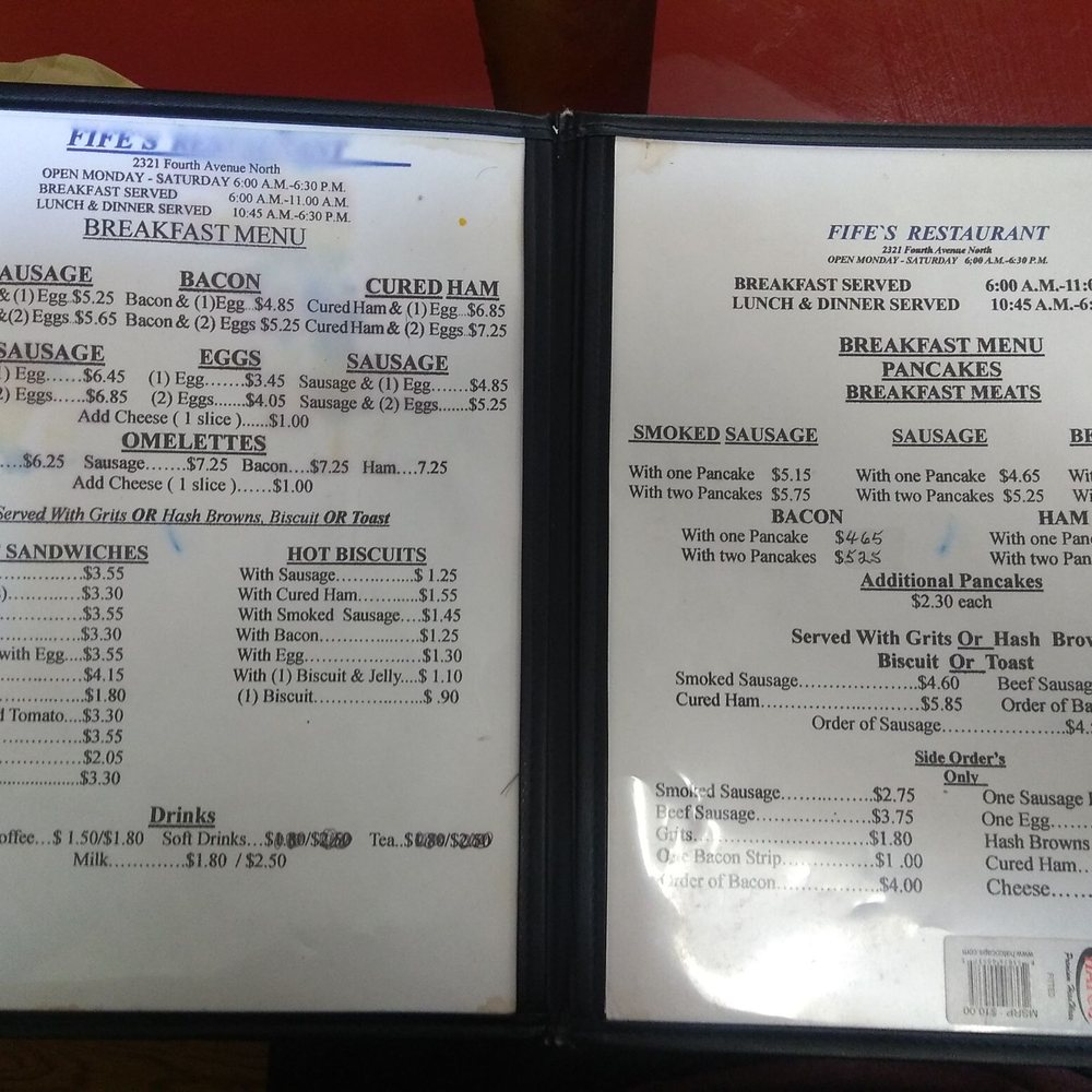 Fife's Restaurant - Menu - Breakfast & Brunch Near Me - Birmingham, Alabama Fife's Restaurant - Menu - Breakfast & Brunch Near Me - Birmingham, Alabama