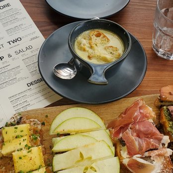 Postino Boulder - Bruschetta Board & Chicken Florentine Soup - Wine Bars Near Me - Boulder, Colorado