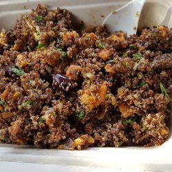 Naked Lunch - Make Your Own: quinoa, avocado, sweet potato, kalamata olives, carmelized onions, roasted garlic dressing :)
