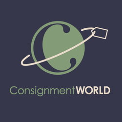 Consignment World - Logo Stacked (Consignment World Logo stacked above the Consignment World name.)