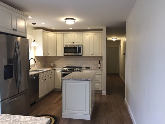 Kitchen Remodel - This kitchen was updated with new switches and outlets. GFCI protected was installed to code. Recessed lighting and pendant lighting was also installed.