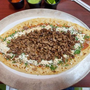 Parrilla La Nueva Fogata - Huaraches with skirt steak. Very good but HUGE. - Mexican Near Me - Berlin, New Jersey