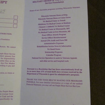 Purple Heart Pick Up Service Community Service Non Profit 5380 S 13th St Milwaukee Wi Phone Number