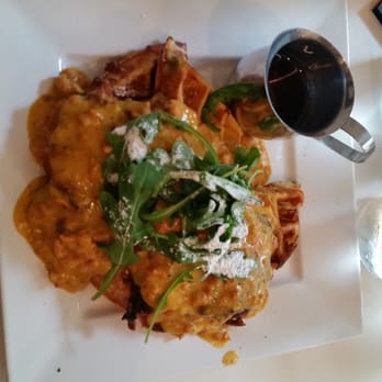 Miles Table - Brunch Special: Chicken and Cheddar Jalapeno Waffles in a Sausage Gravy - American Near Me - Philadelphia, Pennsylvania Miles Table - Brunch Special: Chicken and Cheddar Jalapeno Waffles in a Sausage Gravy - American Near Me - Philadelphia, Pennsylvania