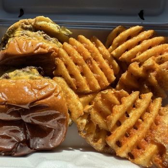 Smalls Sliders - (2) Biggie Burgers & Waffle Fries - New American Near Me - Stockbridge, Georgia