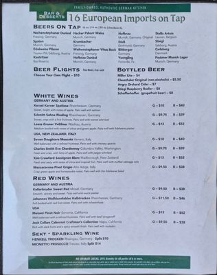 Menu photo 4 Edelweiss Restaurant Norridge, IL
