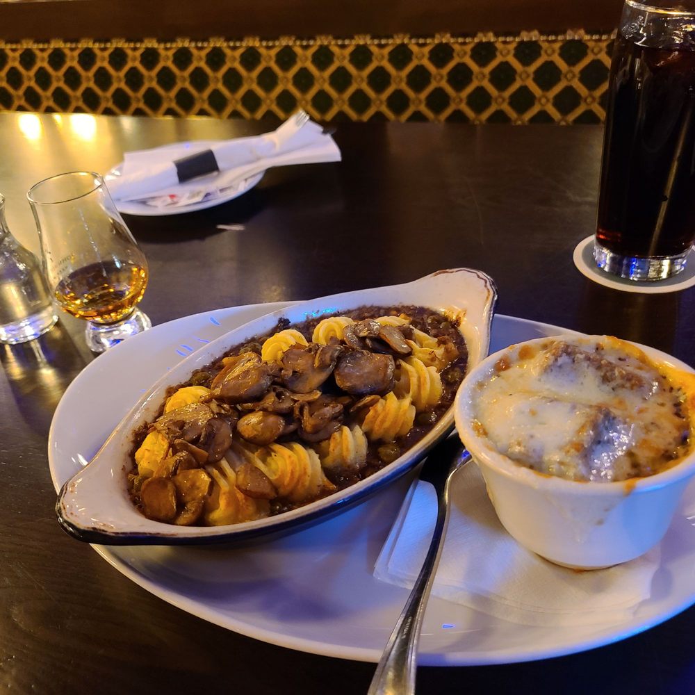 Shepard's pie and French onion soup