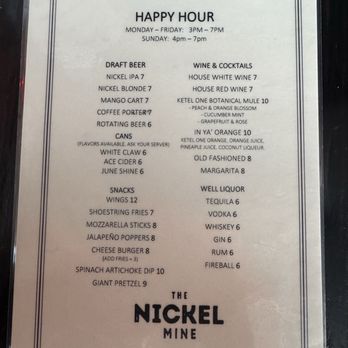 The Nickel Mine - Happy hour menu - Sports Bars Near Me - Los Angeles, California