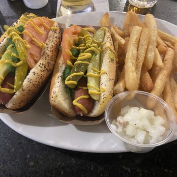 Cubs Bar & Grill - Chicago Dog - they give you 2 dogs and fries to an order - American Near Me - Chicago, Illinois Cubs Bar & Grill - Chicago Dog - they give you 2 dogs and fries to an order - American Near Me - Chicago, Illinois