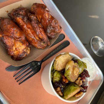 Hudson Smokehouse - Hennessy wings and Brussel Sprouts - Barbeque Near Me - Bronx, New York