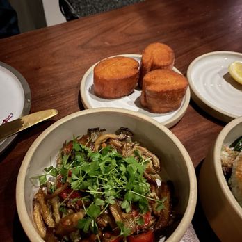 Arlo Grey by Kristen Kish - Fried steamed buns with eggplant - New American Near Me - Austin, Texas Arlo Grey by Kristen Kish - Fried steamed buns with eggplant - New American Near Me - Austin, Texas
