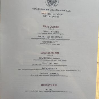 Bocca di Bacco - Restaurant week lunch menu - Italian Near Me - New York, New York