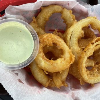 Burger Deck - Onion rings with jalapeño ranch. Very light and crispy! - Burgers Near Me - San Diego, California Burger Deck - Onion rings with jalapeño ranch. Very light and crispy! - Burgers Near Me - San Diego, California