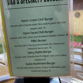 Dad’s Backyard Grill - My husband had the Hatch's green chile burger with a side of chili. Photo didn't turn out but it was a big burger He said it was all good. - Burgers Near Me - Prescott Valley, Arizona Dad’s Backyard Grill - My husband had the Hatch's green chile burger with a side of chili. Photo didn't turn out but it was a big burger He said it was all good. - Burgers Near Me - Prescott Valley, Arizona