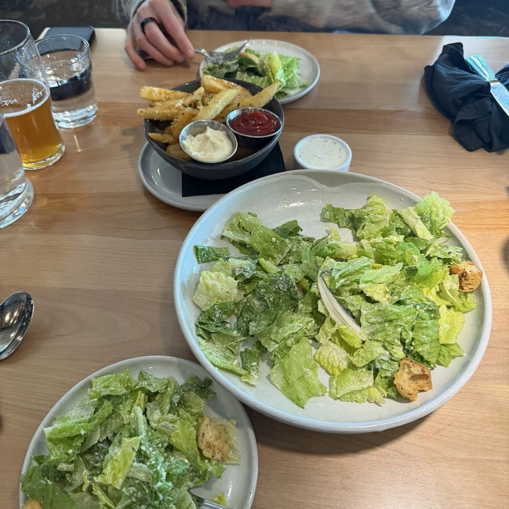 Caesar salad, truffle fries Caesar salad, truffle fries