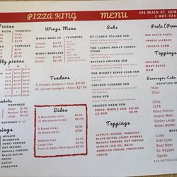 Pizza King - Menu as of June 2026