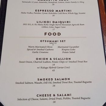 Bar Leather Apron - Classic menu and food menu - Cocktail Bars Near Me - Honolulu, Hawaii