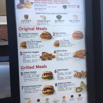 Chick-fil-A - ows a menu for a fast food restaurant - Fast Food Near Me - Yorktown, Virginia