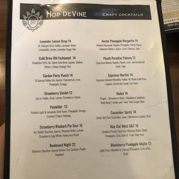 Hop DeVine - Cocktail menu - New American Near Me - Livermore, California