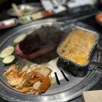 Seoul Meat Co - Grill your own food! Assorted veggies, corn cheese, and ribeye steak. - Korean Near Me - Riverton, Utah