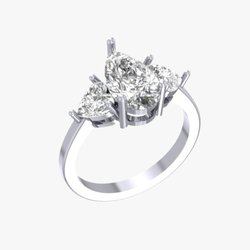 Kings Jeweler - 14 WHITE GOLD CUSTOM DIAMOND RING PEAR SHAPE3.5 CTT
