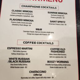 Drink menu