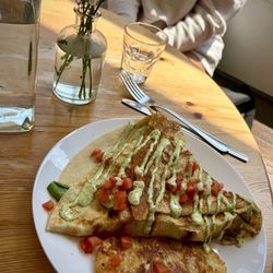 For Crepe Sake - Chicken Pesto Melt (special) with hash browns. So good!