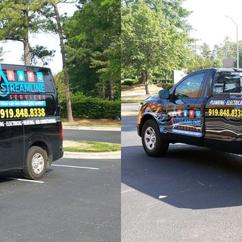SpeedPro - New Branding for Streamline Plumbing and Electric Vehicles--Speedpro Imaging NW Raleigh installed fleet graphics to help this company grow. - Vehicle Wraps Near Me - Morrisville, North Carolina