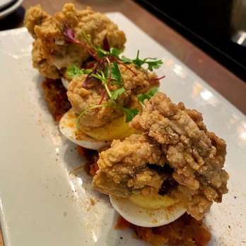 Catch 27 - Deviled eggs with fried oyster - Southern Near Me - Saint Augustine, Florida