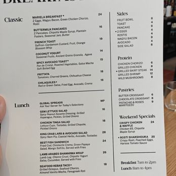 Mariela - Menu - New American Near Me - Chicago, Illinois