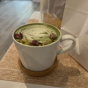 Blue Ridge Cafe - Pistachio & Rose Matcha Latte - Cafes Near Me - Ridgewood, New Jersey