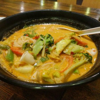 Thai Port - House special noodle curry. Red curry with rice noodle and squid - Thai Near Me - Newport, Oregon Thai Port - House special noodle curry. Red curry with rice noodle and squid - Thai Near Me - Newport, Oregon