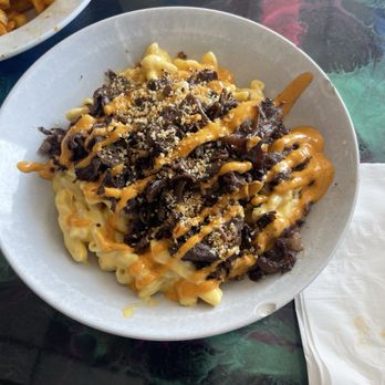 Roadie Joe’s - This was the cheesesteak mac & cheese with chipotle sauce - Burgers Near Me - Berlin, Maryland