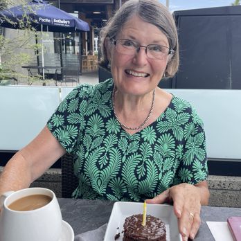 Nick's On State - Celebration cake  and a mug of nice, hot coffee - New American Near Me - Carlsbad, California