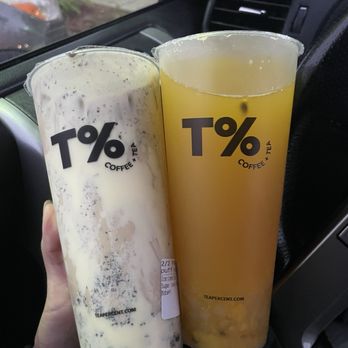 T% Coffee + Tea - Oreo Puff Milk Tea and mango passion fruit tea - Bubble Tea Near Me - Sacramento, California